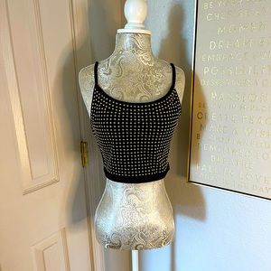 Studded gold metal crop tank